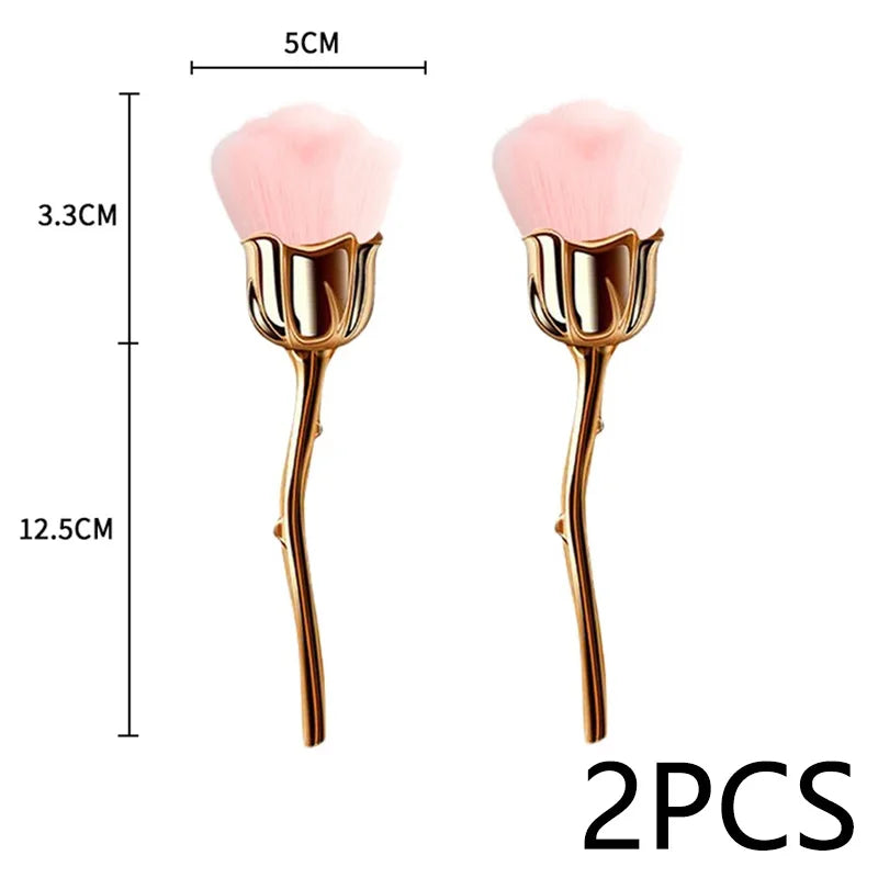 Flower Nail Brush for Manicure  Rose Shape Nail Art Brushes Round Small UV Gel Polish Powder Cleaning Tools Nail Accesories