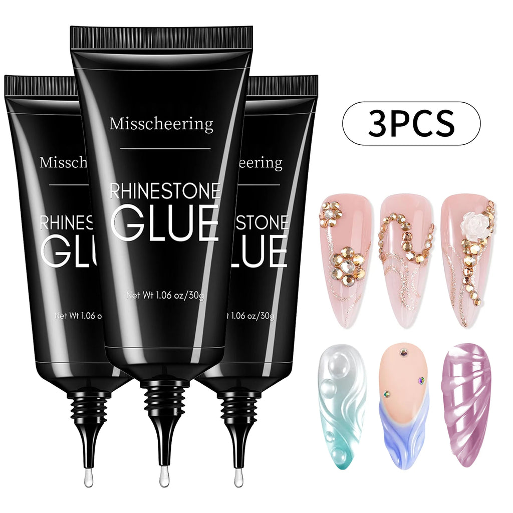 30g Nail Rhinestone Glue for Nails Super Strong Gel Nail Glue for Nail Charm 3D Nails Bling Gel Decoration Gem Nail Art Diamonds