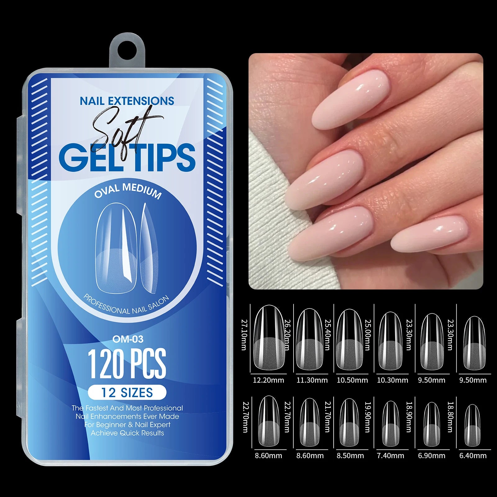 120Pcs Short Almond Soft Gel Nail Tips Pre Etched Half Matte Clear Full Cover False Acrylic Nail Extensions DIY Salon Manicure