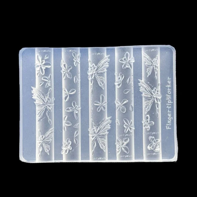 Baroque Heart French Necklace Butterfly Flower 3D Acrylic Nail Mold DIY Nail Art Decoration Transparent Manicure Template