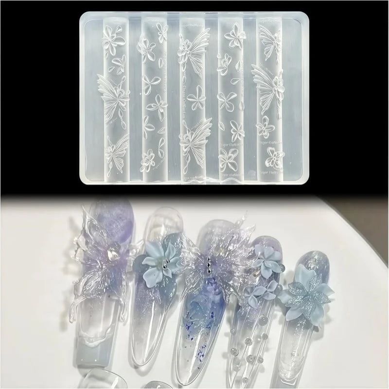 3D Butterfly Flower Gel Nail Art Mold Arts Resin Petal Molds for Accessories Supplies Flowers Silicone Tools Grace Nails Style
