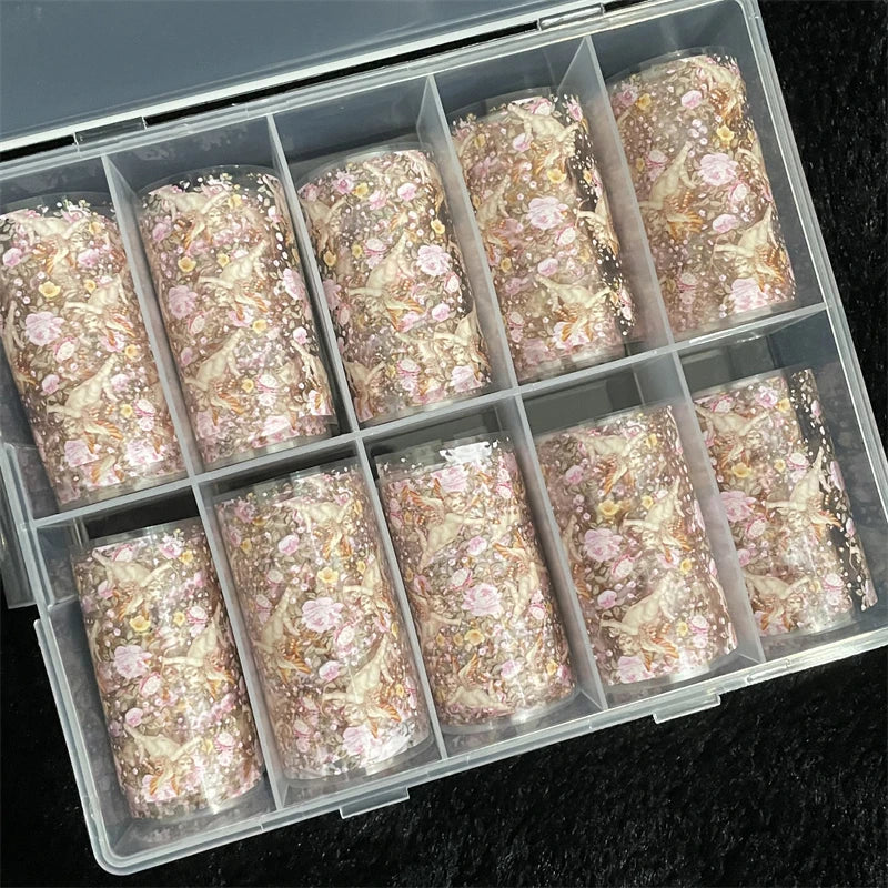 1 Box Multiflora Rose Nail Foils for Transfer Paper Flowers Stickers Sliders Nails Wraps DIY Floral Rosa Nail Art Decorations