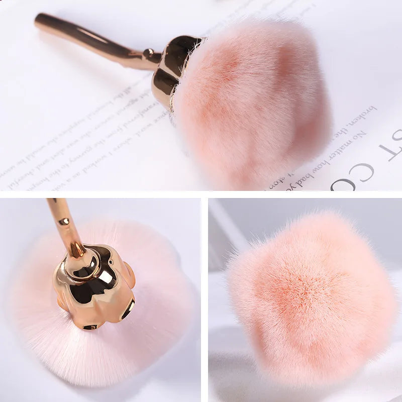 Flower Nail Brush for Manicure  Rose Shape Nail Art Brushes Round Small UV Gel Polish Powder Cleaning Tools Nail Accesories