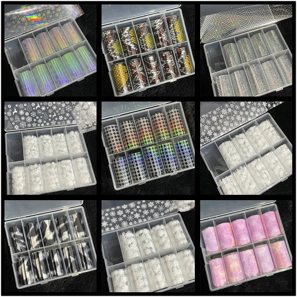 1 Box Multiflora Rose Nail Foils for Transfer Paper Flowers Stickers Sliders Nails Wraps DIY Floral Rosa Nail Art Decorations
