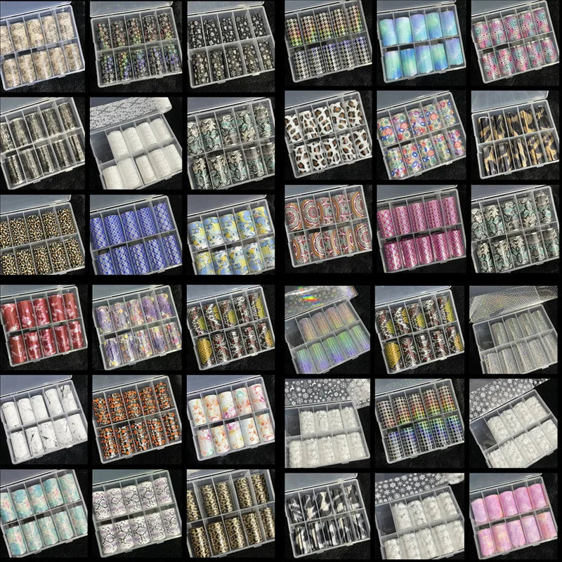 1 Box Multiflora Rose Nail Foils for Transfer Paper Flowers Stickers Sliders Nails Wraps DIY Floral Rosa Nail Art Decorations