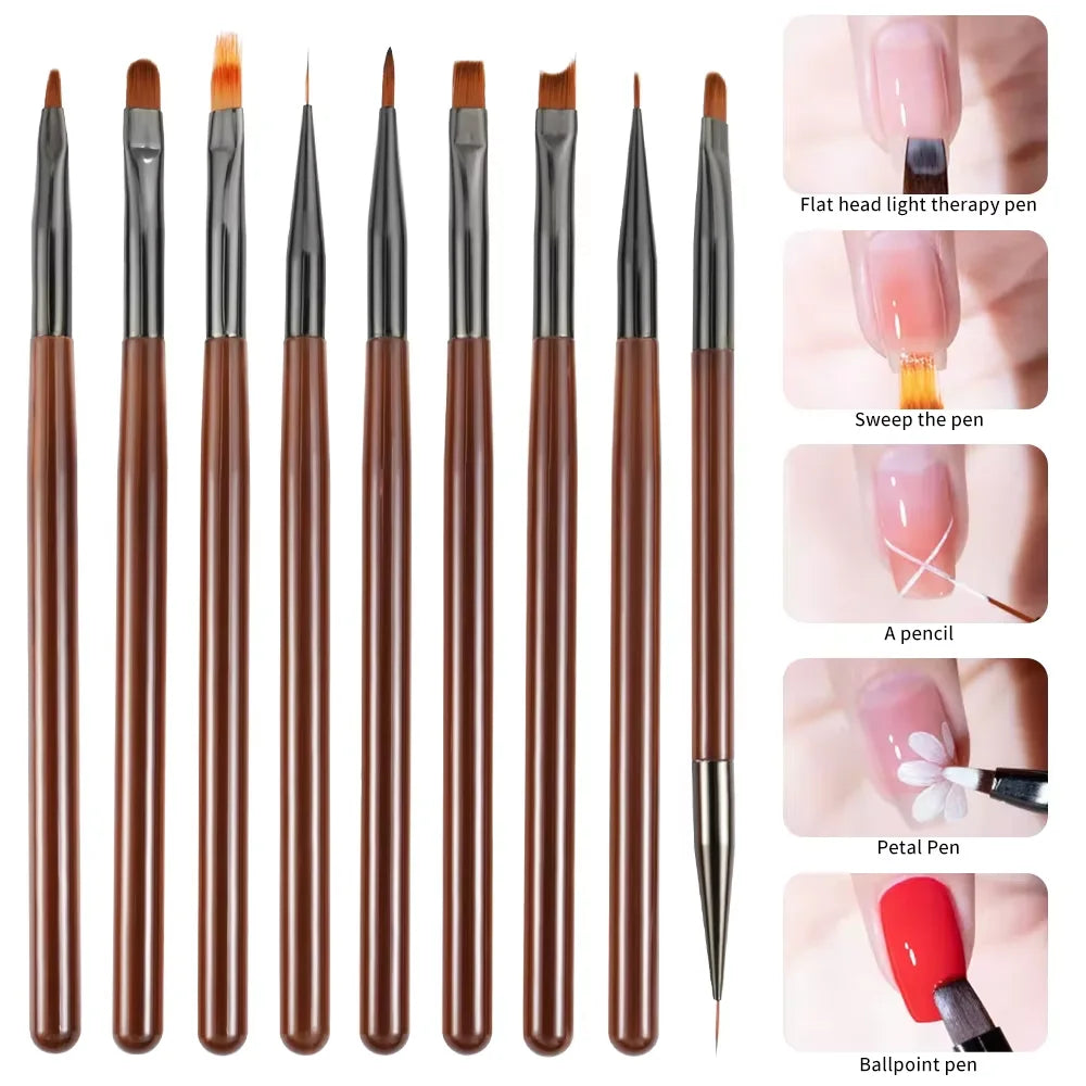 9-Piece Nail Art Design Gel Brush Set